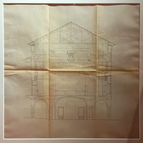 Table showing the reconstruction project for the Farnese Theatre proposed in 1951