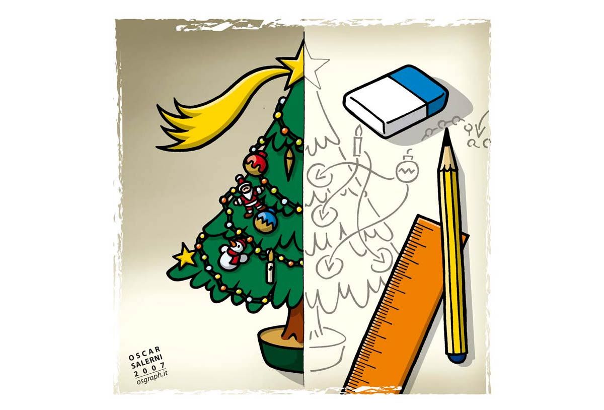 Progetta il tuo albero di Natale. Disegno a colori per rubrica Gazzetta dei Piccoli della Gazzetta di Parma