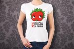Proposta grafica con lettering maglietta con pomodoro Miss Riccia di Parma