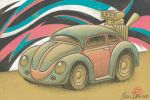 Hot Wheels Volkswagen Beetle drawing by Oscar Salerni